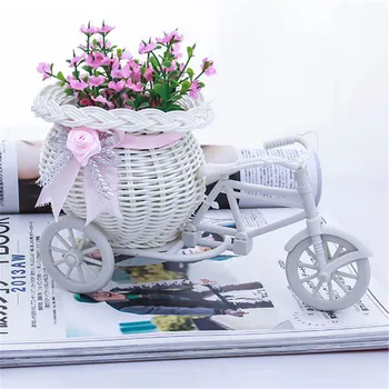 Gėlių Plastikiniai, Baltos Spalvos Triratį Dviratį Dizainas Gėlių Krepšelis Konteinerių Gėlių, Augalų Buveinės Weddding Apdailos Vaza
