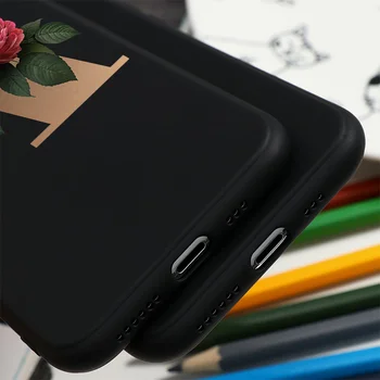 Gėlių Raštas Monograma A B C D Minkštos TPU Telefoną Atveju Huawei P40 Lite 30 P20 Pro Lite P Smart 2019 Padengti Minkštos Silikono Poroms