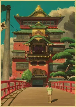 Hayao Miyazaki Atkakli Toli aukštos kokybės Retro Plakato Derliaus plakatas Sienų Dekoras, Namų Baras Kavinė