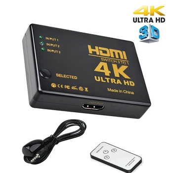 HDMI 3 in 1 Out Video Switcher Splitter 4K*2K 1080P 3 Uosto Selektorių 3x1 HDMI Extender su Nuotolinio Valdymo PS3, PS4 PC HDTV