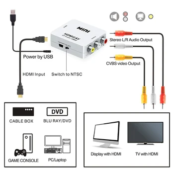 HDMI AV Mini 1080P HDMI Composite RCA Audio Video CVBS AV Adapteris Konverteris HD TV HS1