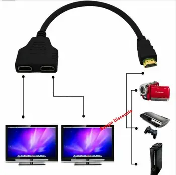 HDMI Splitter 1 Įvesties Vyrų ir 2 Moterų Išėjimo Uosto Kabelio Adapteris Keitiklis 1080P Žaidimų, HDMI jungtis HD LED LCD TV Multimedia Įrenginiai