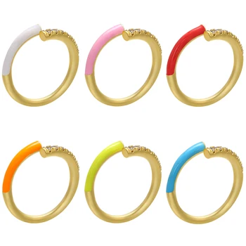 HECHENG ,spalvinga neon žiedas ,didmeninė prekyba ,CZ rainbow ring moterims, papuošalai accessries, koreguojama, Atviras piršto žiedą VJ24