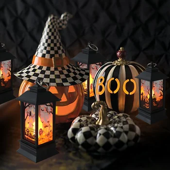 Helovinas Apdailos Led Žvakės Arbata Šviesos Senovinių Pilies Moliūgų Vaiduoklių Kabo LED Žibinto Lempa Halloween Party Namų reikmenys