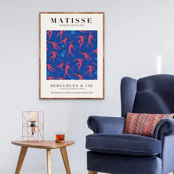 Henri Matisse Abstraktaus Meno Tapybos Spaudinių Raudona Mėlyna Išpjovos Koliažas Sumos Meno kūrinius Retro plakato kraftpopieris