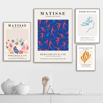 Henri Matisse Abstraktaus Meno Tapybos Spaudinių Raudona Mėlyna Išpjovos Koliažas Sumos Meno kūrinius Retro plakato kraftpopieris