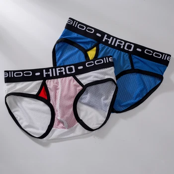 HIRO 2 Spalvų Dryžuotas Medvilnės Sexy Vyrai Undrewear Trumpikės Vyrams Bikini Grynos Medvilnės Slydimo Dėklas Kelnės Aukštos Kokybės Šortai G133