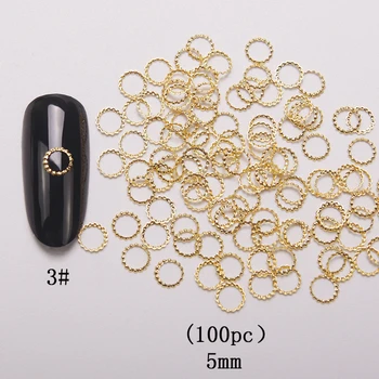 HNUIX 100 vnt naują 3d nail art deco sidabro mini japonijos aukso lydinio tuščiavidurė kniedė, techninės priemonės kawaii nagų rato