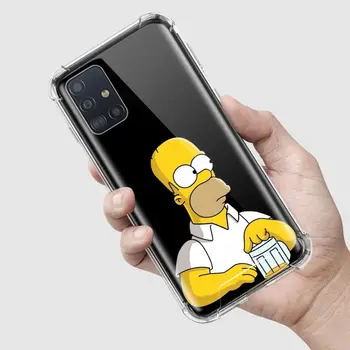Homer Simpson Atveju, Samsung Galaxy A51 A71 A01 A21 M31 A91 S20 Ultra 5G oro Pagalvė Anti-Rudenį TPU Maišeliu Telefono Dangtelį