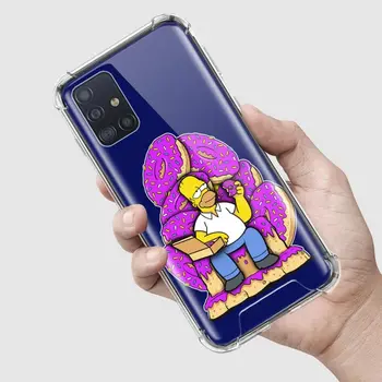 Homer Simpson Atveju, Samsung Galaxy A51 A71 A01 A21 M31 A91 S20 Ultra 5G oro Pagalvė Anti-Rudenį TPU Maišeliu Telefono Dangtelį