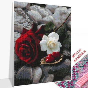 Huacan Diamond Mozaikos Gėlės Cirkonio Nuotraukas Diamond Siuvinėjimo Rose Diamond Tapybos Kvadratiniu Gręžimo Raudonas Juodas Kit