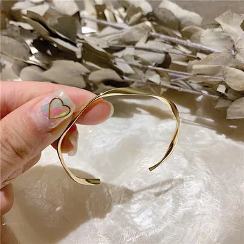 HUANZHI 2019 korėjos Paprastų Geometrinių Nereguliarus Spiralės Iškraipymo Aukso Atidarymo Metalo Bangle Apyrankės Moterims Šalis Vestuvių Mergina