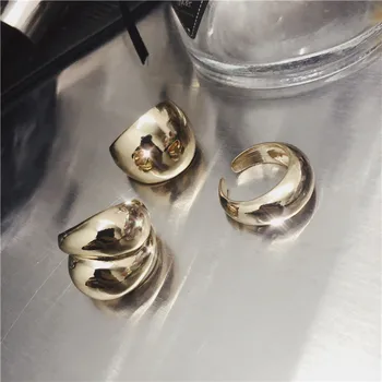 HUANZHI 2020 Naujas Blizgus Platus Versija, Padengtą Aukso Spalvos Perdėti Metaliniai Žiedai Atidarykite Reguliuojamas Žiedas, skirtas Moterų ir Vyrų Papuošalai
