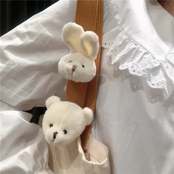 HUANZHI Naujas Japonija Žavinga Pliušinis Animacinių filmų Brown White Rabbit Lokys Gyvūnų Sagė Moterų Pora, Puikus Kailis Priedai
