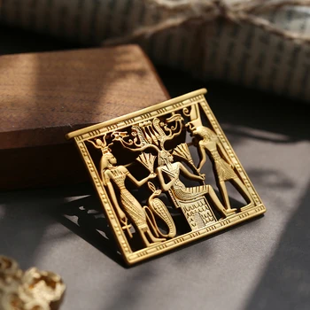 HUANZHI Vintage Gold Matinis Metalo Raižyti Gyvatė Egipto Faraono Portretas Geometrinis Aikštėje Sagės Pin Moterims Priedai
