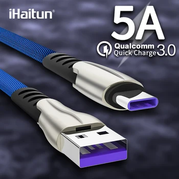 IHaitun 5A USB C Tipo Kabelis Huawei 30 Pro P20 Lite Garbę V30 10 9 Pro 3.1 Greito Įkrovimo Duomenų Laidas Telefono Įkroviklis Samsung S10