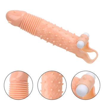 IKOKY Penisplus Prezervatyvai Uždelsta Ejakuliacija Extender Sekso žaisliukai Vyrams Suaugusiųjų Produktų, Vibruojantis Penis Rankovės Daugkartinio naudojimo