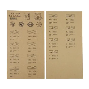 Indeksas lipdukas universalus ranka kalendorius lipdukas kraft popieriaus lipnaus lapelio, lipdukai, 2 lapai