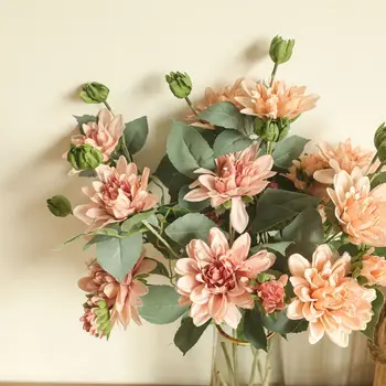INS Japonijos Dahlia filialas su padirbtų palieka šilko Dirbtinės Gėlės Namų Dekoro fotografijos kambarį apdaila flores