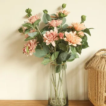 INS Japonijos Dahlia filialas su padirbtų palieka šilko Dirbtinės Gėlės Namų Dekoro fotografijos kambarį apdaila flores