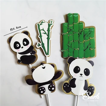 Ins Panda Tortas Toppers bambuko Vėžlys lapų Dekoracija su Gimtadieniu už Vaikų Diena, Berniukas, Mergaitė, Šalies Prekių Kepimo Mielas Dovanas
