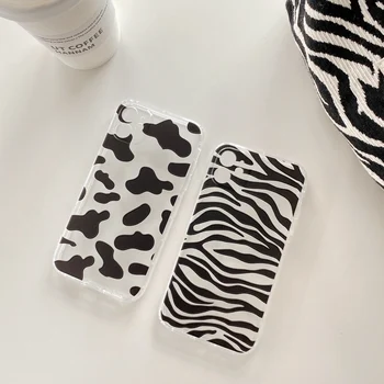 INS zebra karvė partern telefono dėklas skirtas iphone 11 12 Pro Max XR XS MAX X 7 8 Plus atveju skaidrios tpu minkštas viršelis apsaugoti fundas