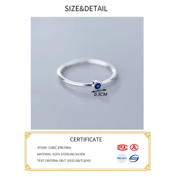 INZATT Nekilnojamojo 925 Sterlingas Sidabro, Mėlyna Kristalų Apvalus Žiedas Mados Moterų Mielas Fine Jewelry Minimalistiniai Aksesuarai 2019 Dovana