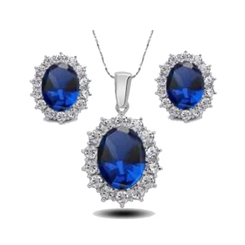 IPARAM 2019 Mados Sidabro Spalva Mėlyna Kristalų, Papuošalų Rinkiniai Prabangių Senovinių Šalies Vandens Lašas CZ Karoliai&Auskarai Fine Jewelry