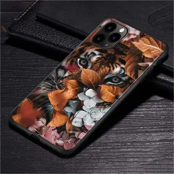 IPhone 12 11 Pro Max mini Ryškiai Juodos Gėlių Gyvūnų Tigras 