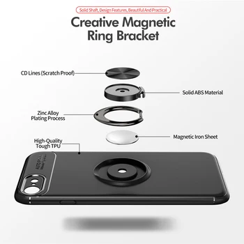 Iphone 6 6S 7 8 Plus Atveju, atsparus smūgiams, Su piršto žiedu Magnetizmo Savininkas Telefono Galinį Dangtelį iphone 5 5S 6 7 8 6S coque