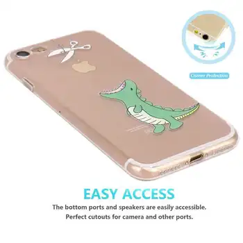 Išmaniojo telefono Atveju iPhone 6 s Case Silikoninis Dinozaurų Katė Pelėdos Aišku Atvejų 