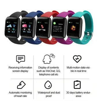 Išmaniųjų Laikrodžių Apyrankės Stebėti Fitness Tracker Žingsniamačiai Nešiojami Sporto Įranga 116Plus Bluetooth Širdies ritmas, Kraujo Spaudimas