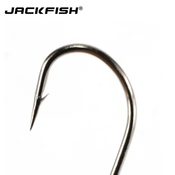 JACKFISH 50pcs/daug Didelio anglinio plieno žvejybos kablys juoda Sukamas kablys suvilioti Širdys kablys, su skyle Žvejybos kabliukai