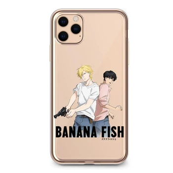 Japonų Anime Bananų Žuvų Anime Minkšto Silikono Skaidrus Atveju iPhone, 11 12Mini Pro XS Max X XR 6 7 8 Plius SE2020 Coque