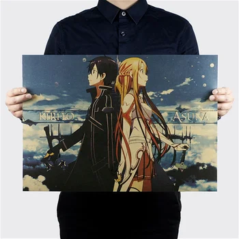 Japonų Anime, Sword Art Online Geros Kokybės Dažymas Padengtas Plakatas Baltoji Knyga, Durų Kambaryje, Baras, Sienų Dekoras Vaikas Miegamojo Derliaus
