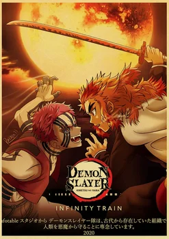 Japonų Komiksų Filmų Demon Slayer Mugen Traukinio Anime Plakatas Kimetsu nr. Yaiba : Mugen Ressha-vištų Meno Tapybos Sienos Lipdukai