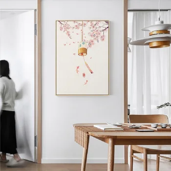 Japonų Stiliaus Kraštovaizdžio Plakatai, Gėlės, Medžiai ir Varpeliais, Drobė, Tapyba Spaudinių Sienos Menas Nuotraukas Kambarį Namų Dekoro