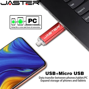 JASTER 2-in-1 didelės spartos ratai OTG USB flash drive USB 2.0 stick 64G OTG pen drive 4GB 8GB 16GB 32GB 64GB saugojimo prietaisas