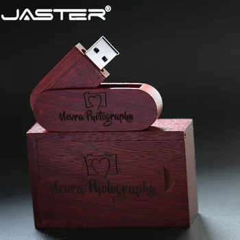 JASTER Logotipą Medinė USB 2.0 Flash Drive 4GB 64GB 16GB Atminties U Stick 32GB Usb Pendrive Fotografija, Vestuvių Dovanos pen ratai