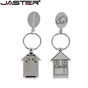 JASTER Metalo Namas Sidabro USB Flash Drive 4GB 8GB 16GB 32GB 64GB Realias galimybes Flash Disko 2.0 LOGOTIPĄ Dovana Key Chain
