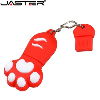 JASTER USB Flash Drive Raudonas Katės Letena Pendrive 8GB 16GB 32GB 64GB 128 GB USB 2.0 Flash Memory Stick Animacinių filmų Pen Ratai