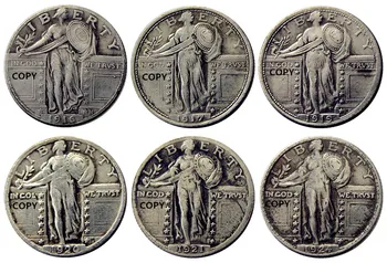 JAV rinkinys(1916-1924)P/S 9PCS Nuolatinis Laisvės Ketvirtį Sidabro Padengtą Kopijuoti Monetos