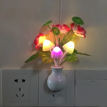 JAV Romantišką Naktį LED Šviesos Jutiklis Plug-in Sienos Lempos Namų Apšvietimo Grybų Grybas, spalvinga Šviesos