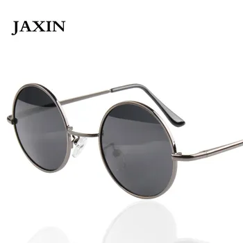 JAXIN Retro Poliarizuota Apvalūs Akiniai nuo saulės Vyrams Juodas klasikinis Saulės Akiniai Moterims prekės ženklo dizainas kelionės metalo rėmas UV400 akiniai okulary
