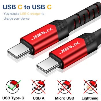 JSAUX USB C Tipo Kabelį prie USB C Kabelio 60W PD 3.0 Greitai Įkrauti 