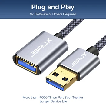 Jsaux USB prailginimo Kabelis USB 3.0 Kabelis Smart TV PS4 Xbox Vienas SSD USB 3.0 Extender 