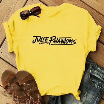 Julie ir Fantomus Marškinėliai Moterims Graži streetwear Mergina T shirt Juoda Ir Balta Spausdinti Portretas artwokr Baseball Tee