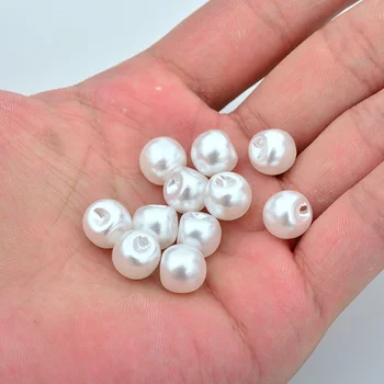 JUNAO 8 10 12mm Balta Perlų Mygtukai, Siuvimo kalnų krištolas Mygtuką Dekoratyvinis Apvalios Plastikinės Mygtuką Pearl Aplikacijos už Džinsai Drabužiai