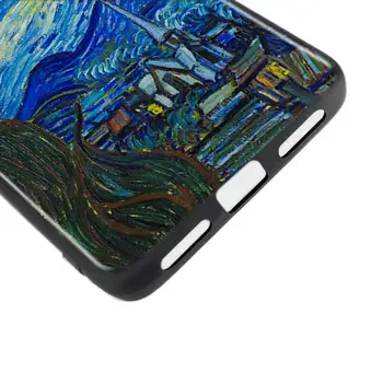 Juoda Silikono Padengti Žvaigždėtą Naktį Van Gogh už Xiaomi Redmi Pastaba 8 7 6 5 4 4 K20 Pro 7A 6A 6 S2 5A Plius Telefono dėklas