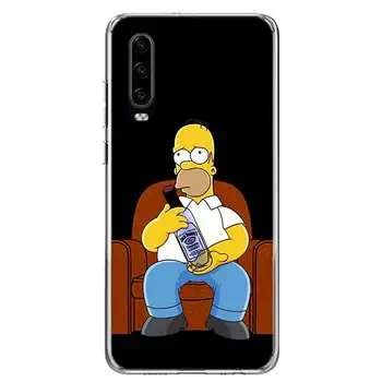 Juoda Simpsonų Telefoną Atveju Huawei P40 30 P20 Mate 30 20 10 Pro P10 Lite P Smart Z + 2019 Dovana Coque Padengti Rubisafe